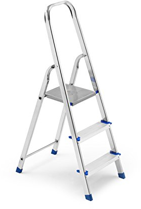 FRAMAR Europiuma 3 Scala Domestica, 3 Gradini, Portata 150 kg, Altezza Pianetto 62 cm, Struttura in Alluminio, 41 x 66 x 123 cm