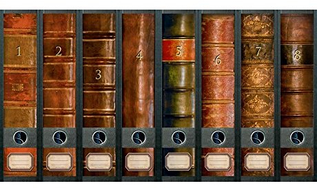 8 Ordnerrücken Bücher 1 -8 Lexikon Ordner Ordneraufkleber Aufkleber Deko