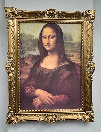 artissimo Quadro da parete con cornice dorata Mona Lisa Leonardo Da Vinci La Gioconda 90 x 70 cm, stampa artistica in cornice barocca rinascimentale