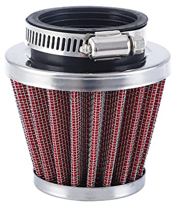 CarBole Filtre à Air Double Couche en Acier Calibre 38/39/40 mm pour Moto/Scooter/ATV/Cyclomoteur (Rouge)