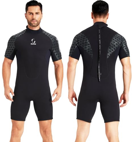 Våtdräkter herr neopren dam 3 mm dragkedja bak korta våtdräkter för surfing snorkling kanot spjutfiske dykning simning stående paddleboarding kajakpaddling (svart)