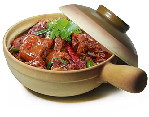 Casserole Bowls French Onion Soup Crock Retro Clay Pottery with Lid Cooking Soup Shaguo (DR19cm handle)