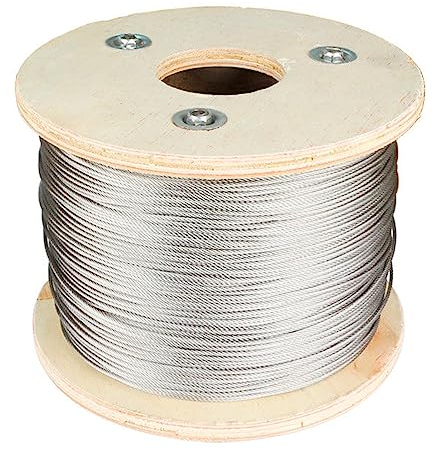 PRIOstahl Drahtseil Edelstahlseil Stahlseil Spannseil Draht Geländerseil Edelstahldraht 7x7 Reling - 50 Meter Seil Ø 2,5 mm zum Sichern Heben Aufhängen Dehnbar Flexibel Rostfrei aus Edelstahl V4A