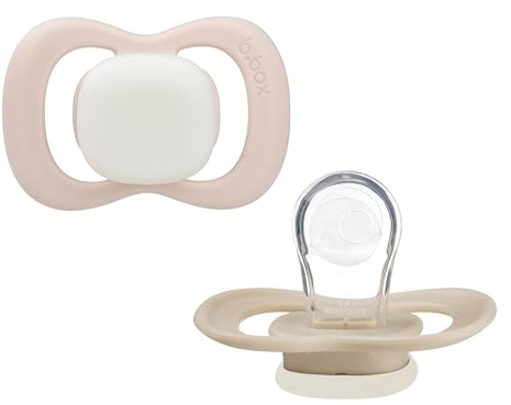 b.box Pacifier Soother Dummy Size 2 (2 Pack) | Glow in the Dark | Symmetrical Silicone Teat and Shield | Antimicrobial | BPA Free | 6m+