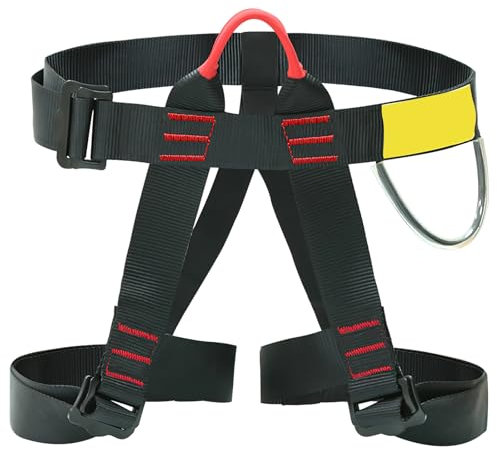 GBKDQQ Klettergurt: Befestigender Klettergurte Absturzsicherung Sicherheitsgurt zum Feuerrettung, Bergsteigen, Halber Körperklettergurt Kletterausrüstung für Frauen Männer Kinder - Schwarz