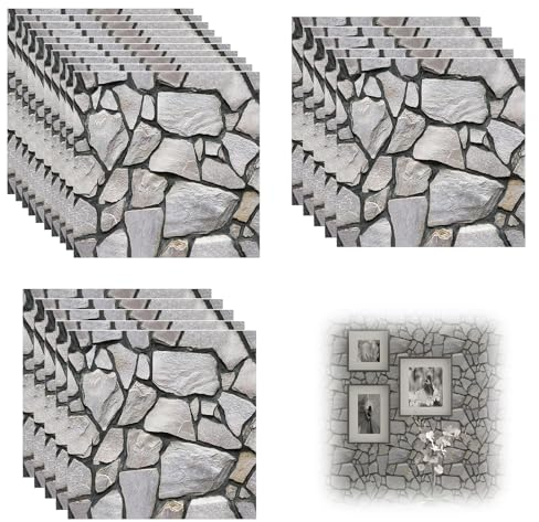 20 pièce Papier Peint 3D Brique Pierre Adhesif Mural Autocollant, Stickers Panneaux Muraux 3D Mural, Dalle Plaque PVC Adhesive Murale, Décorations Murales, Papier Peint Autocollants Décoratifs pour un