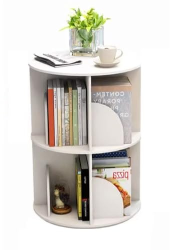 LIUJHGH Libreria Girevole a 360 Gradi, Rotonda per Esposizione, Stretta d'Angolo, Autoportante per Camera da Letto (2 Ripiani)