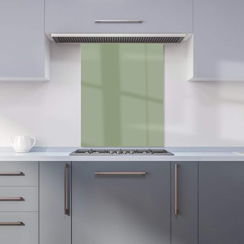 Warren Reed - Designer Premium Sage Green Kitchen Splashback 6mm Toughened Glass Kitchen Splashback – Heat Resistant Splashback for Kitchens, Perfect for Cookers and Hobs, Polished Edges