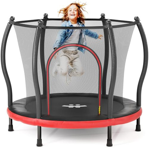 Happin® 139,7 cm Kleinkind-Trampolin für drinnen und draußen, Spielset für Kinder im Alter von 1–6 Jahren, 1,5 m, ultrasicheres Mini-Trampolin für Kinder mit Sicherheitsnetz, Geschenke für Geburtstag
