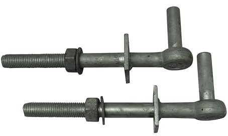 Galvanised Field Gate Hook to Bolts X2 8 - 18 (Heavy Duty Fieldgate Hinge Hanger) (10 with 3/4 Pin)