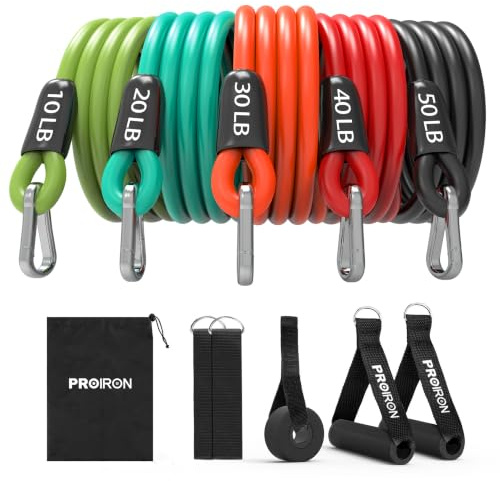 PROIRON Resistance Bands, Anti-Breakage Exercise Bands,Resistance Bands for Working Out with Handles,Weight Bands for Strength Training Men and Women-Five-Rope Set
