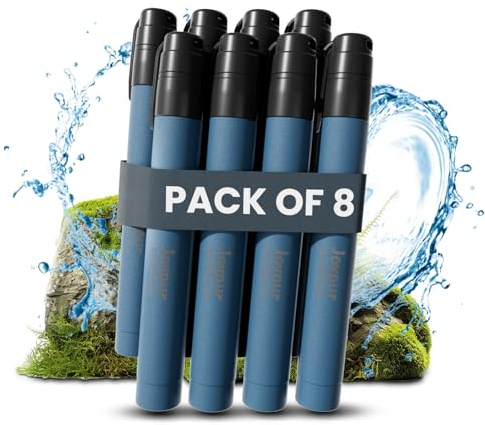 Joypur® Paille Filtrante, Filtre à Eau Portable Camping Randonnée (Blue8)