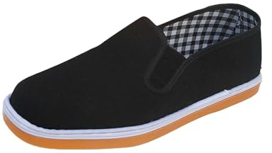Chaussures traditionnelles chinoises de style Pékin Kung Fu Tai Chi Chaussures Semelle en caoutchouc Unisexe Noir Pantoufles de style chinois Mode légères et respirantes Chaussures de marche, Noir ,