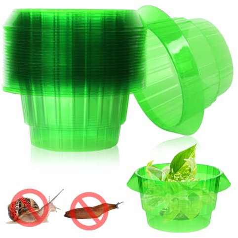 AOOWU Plastic Slug & Snail Plant Protection Collars, 24 PCS Garden Plant Cloches, Snail Protection Rings, Slug Snail Repellent Covers, Slug Deterrent Barrier Collars, Vegetable Protection Cover