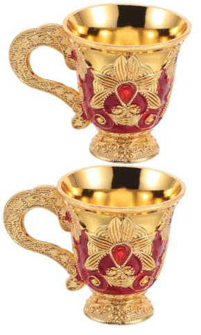 Alipis 2piezas Copa De Cáliz Vintage Medieval De Aleación De Zinc Copas De Cáliz Diseño De Flores Relieve Para Uso El Hogar Oficina Decoración Para Fiestas