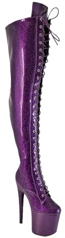 denova's Stivali da donna in vernice con tacco molto alto, plateau, per Poledance, stivaletti overknee alti fino al ginocchio con cerniera, 9 US