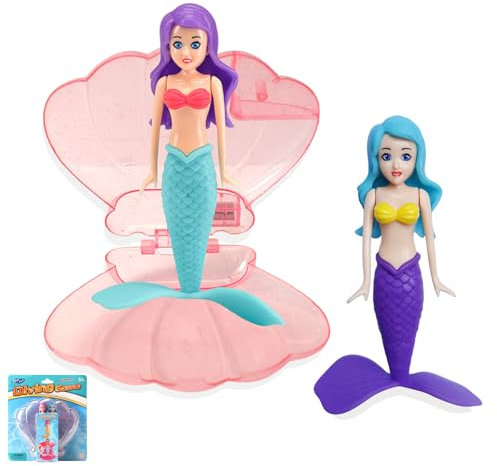 2P Mermaids Pool Diving Toys Set with Shell,Swimming Pool Sinking Toy Purple Mermaid Underwater Diving Toy,Kids Swimming Pool Toys Accessories,Little Princess Diving Games Training Girls Mermaid Gifts