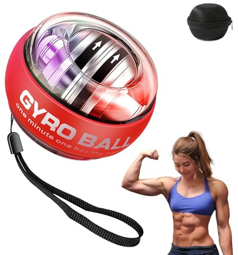 Juox Vital Wrist Ball, Wrist Trainer Ball Auto-Start Strengthener Gyroscopic Forearm Exerciser Gyro for Strengthen Arms, Fingers (Red)