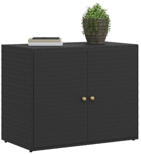 Tomostar Armoire de Rangement en Résine, Armoire de Jardin Abri de Jardin Meuble Extérieur Noir 100x55,5x80 cm Résine tressée