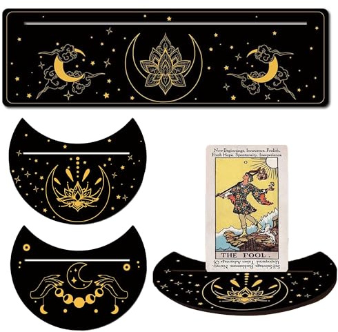Hezhou 3 Pcs Tarjetero Tarot Madera Cartas Tarot Altar Negro Soporte para Guardar Cartas del Fases Lunares Tarjeteros De Tarot Soporte De Exhibición Tarot (A)