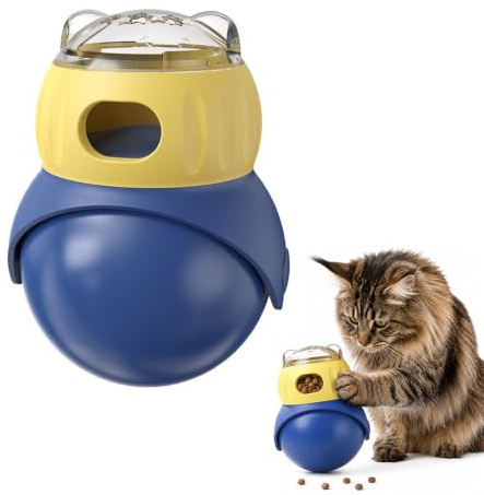 QwickTail Tumbler Cat Treat Dispenser Toy Puzzle Feeder Toys for Cats with Adjustable Openings Puzzle Treat Training Enriches Cat Intelligence and Reduces Boredom in Daily Life Gift For Cat