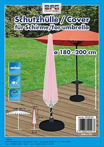 MFG Reißfeste Schutzhülle für einen Gartenschirm, transparent, 15x135x30 cm, in praktischer Tragetasche