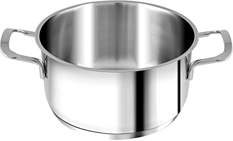 H&H Casseruola Inox Elodie Fondo A Induzione 2 Manici 20 Lt3 Pentole Cucina, Acciaio Inossidabile, Argento, 20 cm