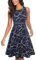 HOMEYEE Damen Vintage Rundhalsausschnitt ärmellosen Blumen Bestickt knielangen Cocktailkleid UKA079 (EU 38 = Size M, Stripe)