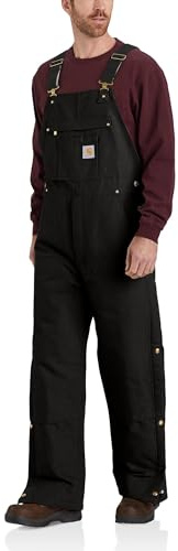 Carhartt Men's Loose Fit Firm Duck Insulated Bib Overall, Black, X-Large