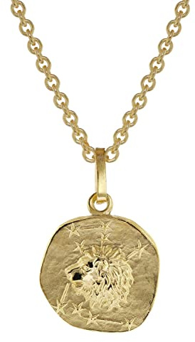 trendor Sternzeichen für Kinder Löwe Gold 333 Anhänger + Halskette Tierkreiszeichen, liebevoller Halsschmuck für Mädchen und Jungen, 75905-08