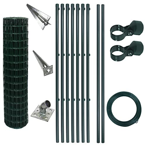 ESTEXO Schweißgitter Gartenzaun Set Komplettset Zaun Gartenzaunset Zaunset Drahtzaun Gitterzaun mit Einschlaghülsen (1,2 x 10 m)