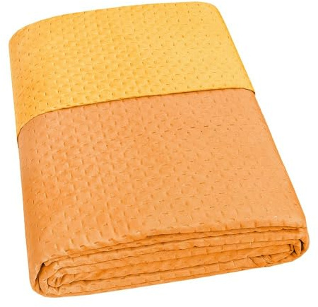 emmevi Trapuntino Copriletto Double Face Mezza Stagione Coperta Trapunta Leggera 1 Piazza Arancione