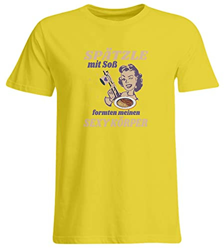 Spätzle avec sauce – Proverbes souabes – Cadeaux de souabe – T-shirt grande taille, or, XXXXL