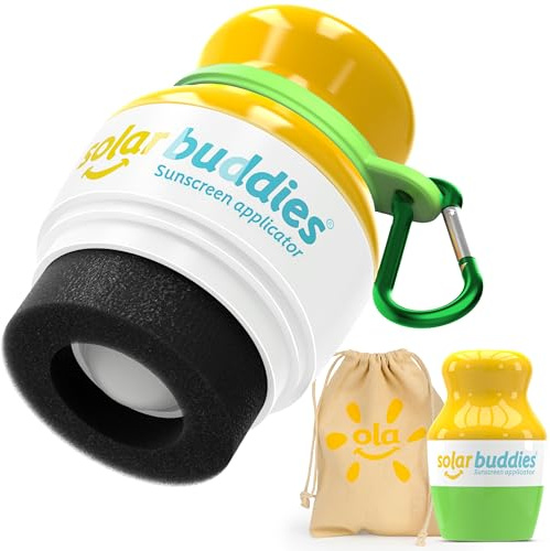 Green Bag Bundle Set For Solar Buddies Refillable Roll On Sunscreen Suncream Applicator Bag Bundle With Applicator Carabina Clip For Families, Kids, Adults, Travel Set