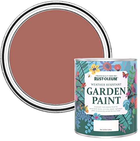 Rust-Oleum Peinture Rouge Résistante à l'humidité pour Jardins, Finition Mate - Saumon 750ml
