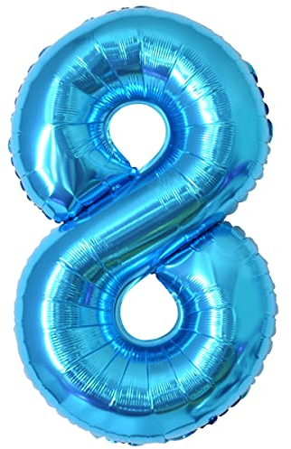 Geburtstag zahlen luftballon 8 jahre | Folienballon 8 XXL Blau-Riesen Folienballon in 40 - 101cm Geburtstagsdeko - Ballon Zahl Deko zum Geburtstag - fliegt mit Helium