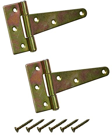 BRESKO Kreuzgehänge verzinkt Scharnier Torband Türband Ladenband T-Scharniere T-Bänder 2er Set mit Schrauben (100x30x65 mm)