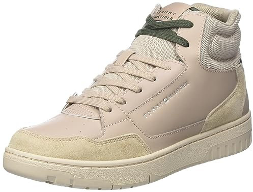 Tommy Hilfiger Herren Cupsole Sneaker Basket Core Midcut Schuhe, Beige (Cashmere Creme), 40