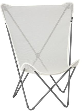 Lafuma MOBILIER - Fauteuil Papillon Pliant Pop UP - Toile Batyline Résistante et Amovible - Chaise Extérieure, Terrasse, Salon et Jardin 1 Position - Tout Confort, Fabriqué en France - Beige SEIGLE