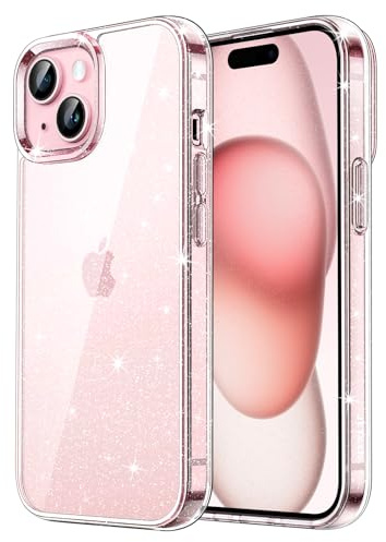 JETech Coque Pailletée pour iPhone 15, Transparent