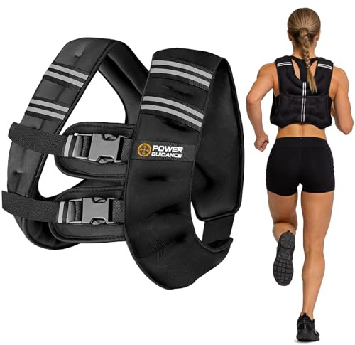 POWER GUIDANCE Weighted Vest for Men & Women with Reflective Stripes,Adjustable Workout Vest for Running, Jogging, Walking & Strength Training, Comfortable Rucking Weight Vest 15lb