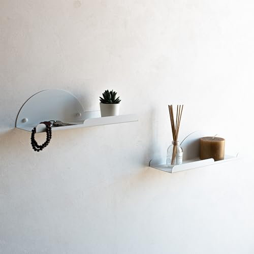 MILUKA Set 2 Mensole da Muro Bianche con appendiabiti da parete 35 cm | Attaccapanni da Muro come Mobile Ingresso Moderno, Appendi Accappatoio bagno e Porta Chiavi per Casa