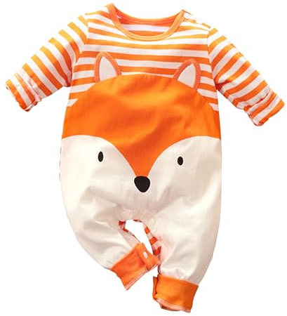LIKPOJA Nyfödd babykläder set unisex baby onesie outfit en del sommar långärmad overall djur sparkdräkt för baby pojkar och flickor gåvor, Räv B, 6-9 månader