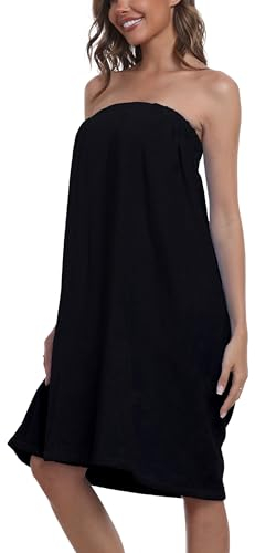 Trek Forte Saunatuch Damen Bademantel Saunakilt Saunasarong 100% Baumwolle mit Gummizug und Klettverschluss