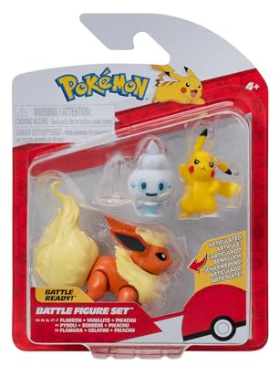 Pokémon Paquete de 3 Figuras de acción Incluye Las Figuras de acción de 5 cm Pikachu y Vanillite, y de 7,5 cm Flareon