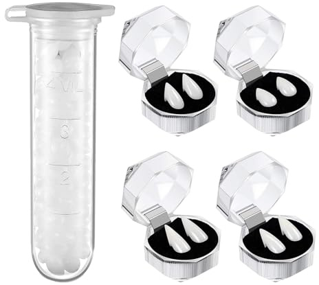 5 stycken vampyr fångstkit 4 storlekar anpassade vampire tänder falska tandproteser med 1 rör pellets lim för cosplay party rekvisita halloween