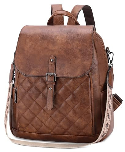Chase Chic Rucksack Damen,Leder Anti Diebstahl Rucksack Schultertasche Damen,Wasserdicht Rucksacktasche für Reisen, Arbeit, Schule,Braun