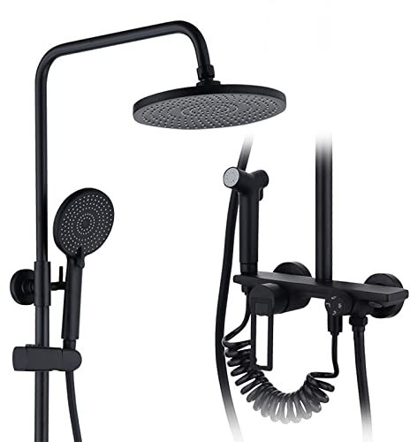OWOHYG Rain Shower System, Height Adjustable Shower Faucets Sets with Bath Filler and Bidet Faucets, Rainfall Shower Head and Handheld Shower