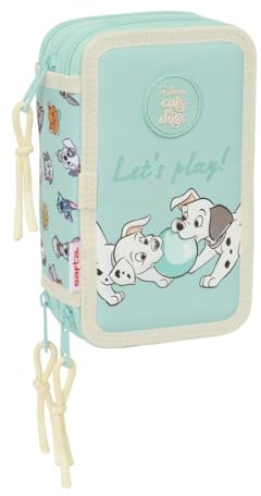 safta Cats & Dogs - Trousse Scolaire avec 37 Outils Inclus, Trousse pour Enfant, idéale pour Les Enfants de 5 à 14 Ans, Confortable et Polyvalente, qualité et résistance, 12,5 x 5,5 x 19,5 cm, Bleu