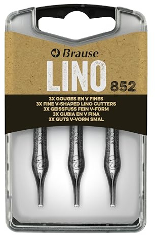Brause 300852B - Plumes linogravure et à gratter pour porte-plume - Boîte 3 Gouges en V fine (n°852) - Fabrication Allemande